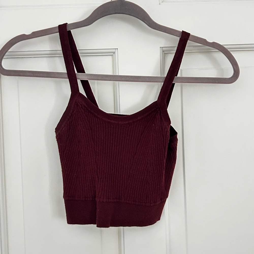 Live The Process Burgundy Ribbed Crop Top - Picture 4 of 4